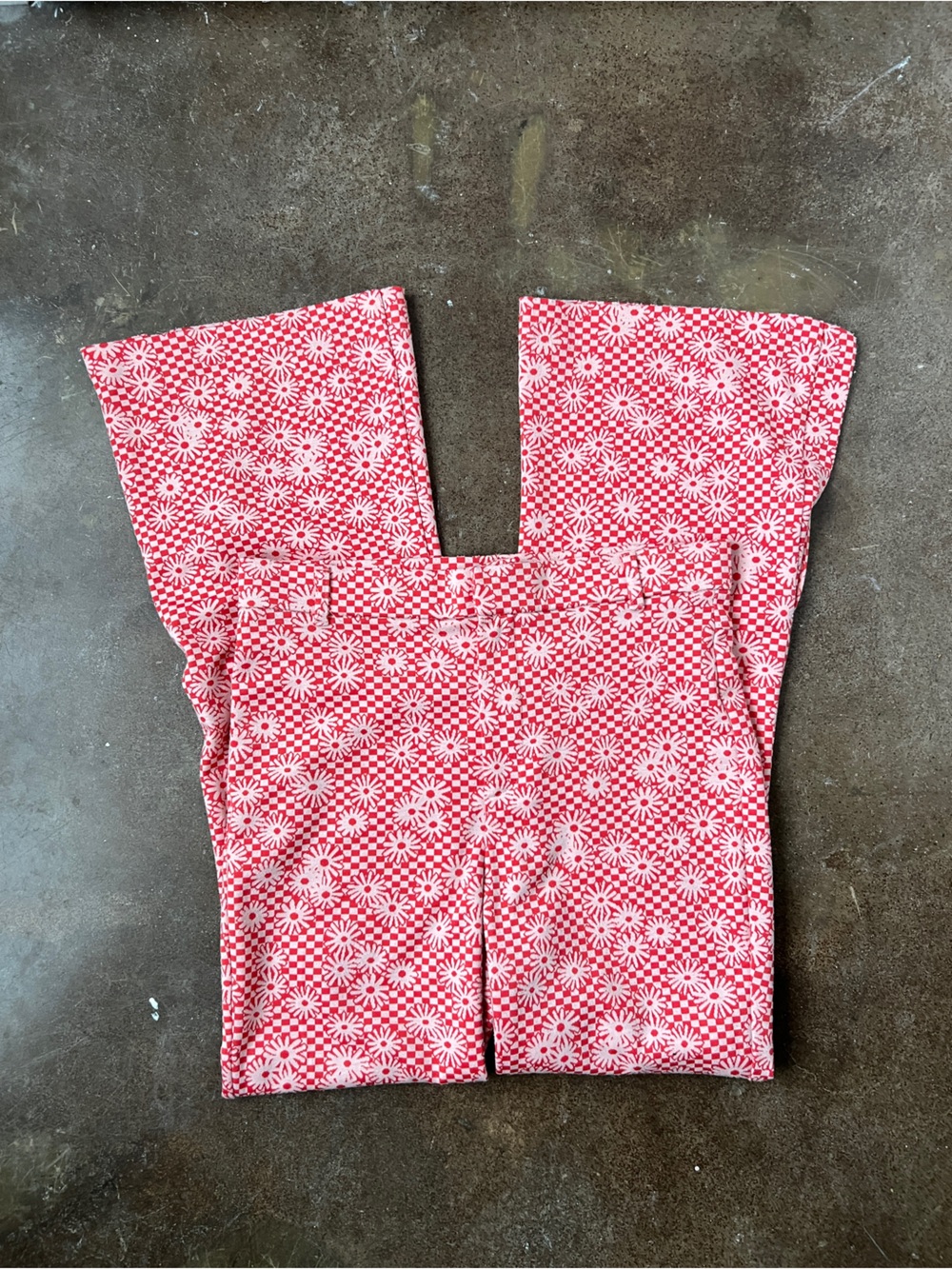 Zara Pink and White Daisy-Print Flare Knit Pants